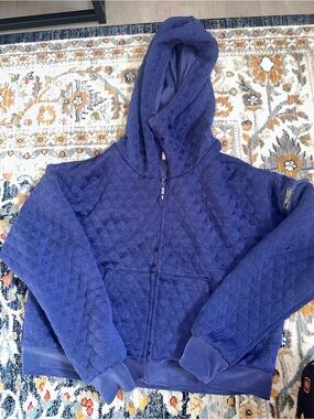 FP Movement by Free People Quilted Zip Hoodie in Deep Blue